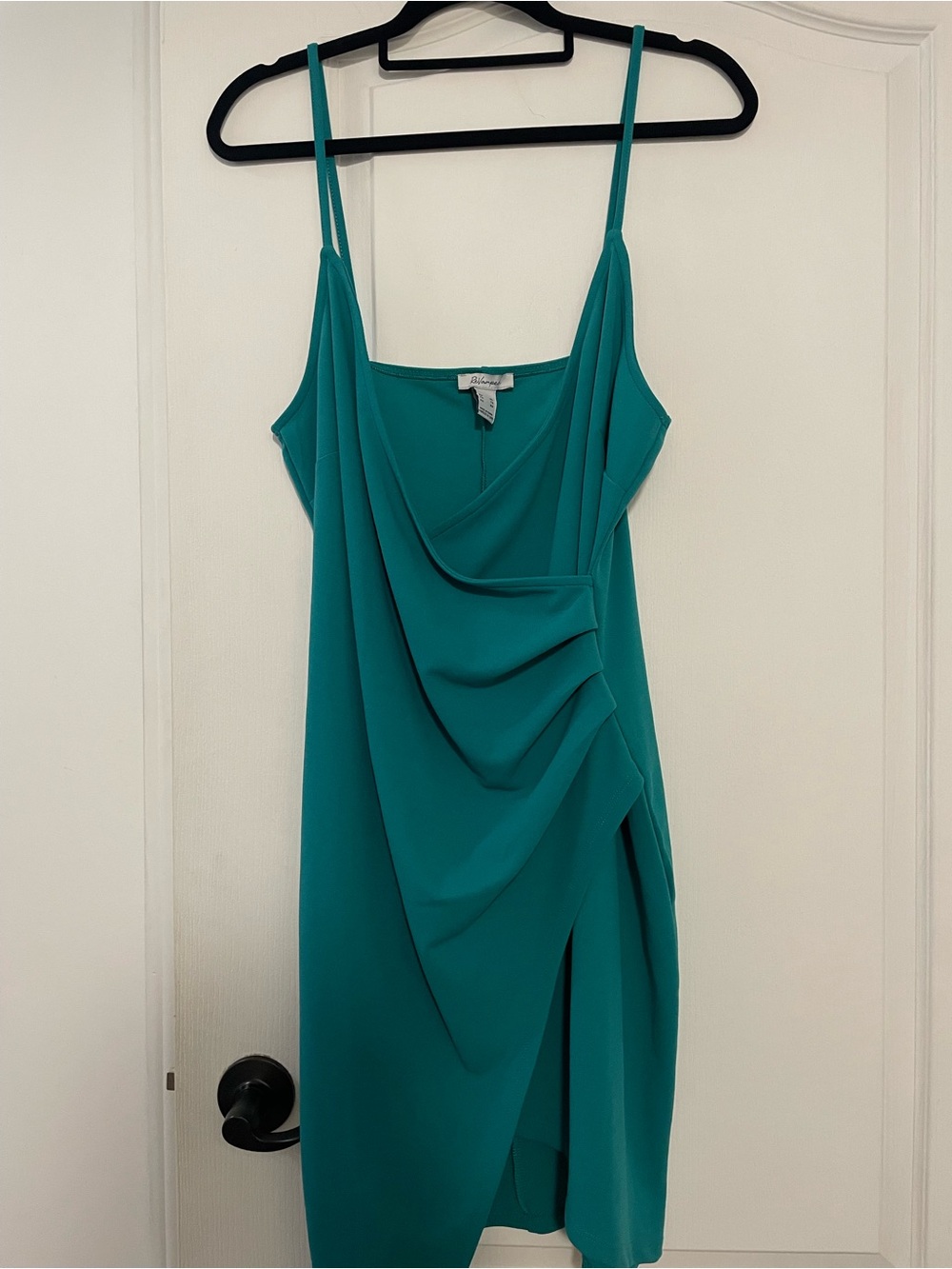 Revamped Teal Draped Mini Slip Dress, Size XL